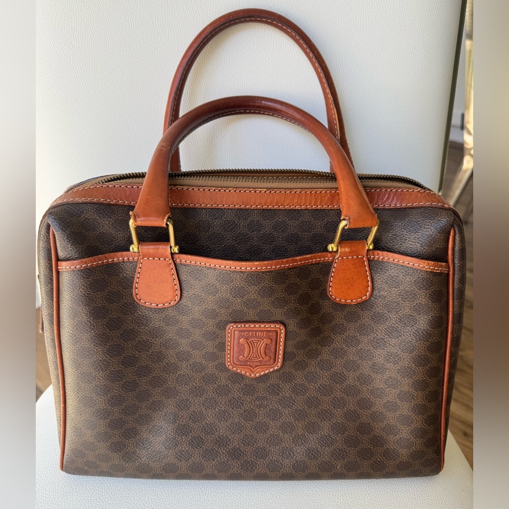 Celine Macadam Top Handle Leather Handbag